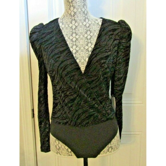 ASTR The Label Bodysuit Black Metallic Wild Night Animal Print NWT Size XS - Picture 6 of 10